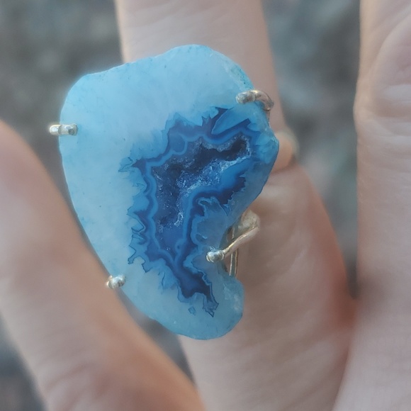 New Solar Quartz Agate Druzy 925 Silver Ring. - Picture 9 of 13